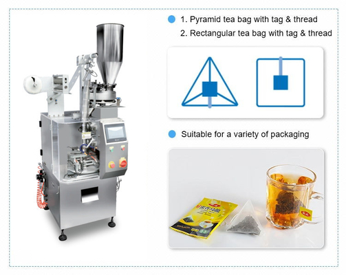 Piramit Naylon Filtre Otomatik Gıda Paketleme Makinesi Dize Etiketli 10g Çay Poşeti